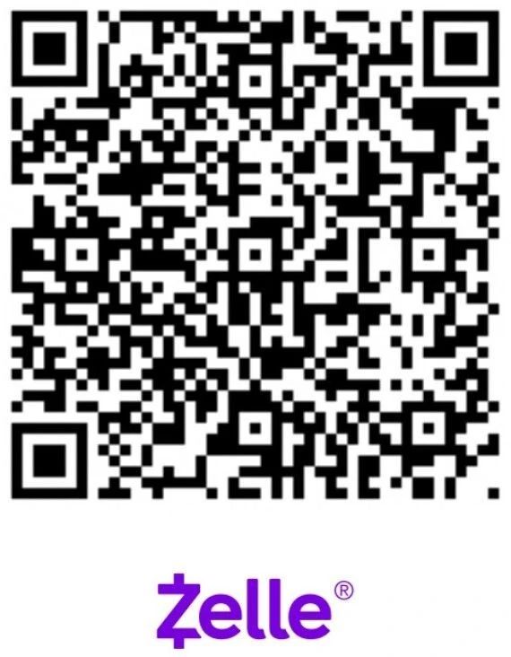 Zelle QR code for digital payments, displayed above the Zelle logo. Scan to make transactions quickly and conveniently.