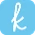 A blue icon featuring a stylized lowercase "k" in white, used to represent a brand or service related to planning or events.