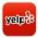 Yelp logo featuring a red background with white text. This icon is used for accessing business reviews and recommendations.