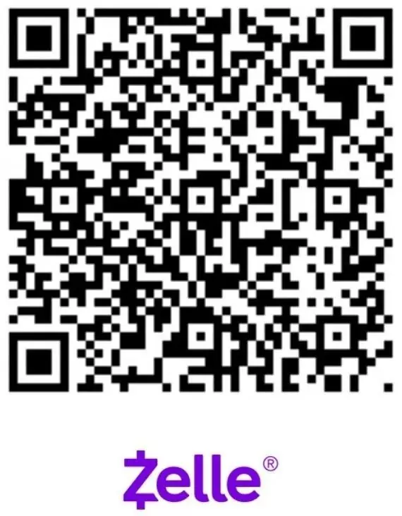 Zelle QR code for digital payments, displayed above the Zelle logo. Scan to make transactions quickly and conveniently.